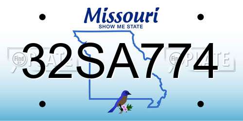 32SA774 Missouri License Plate