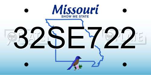32SE722 Missouri License Plate
