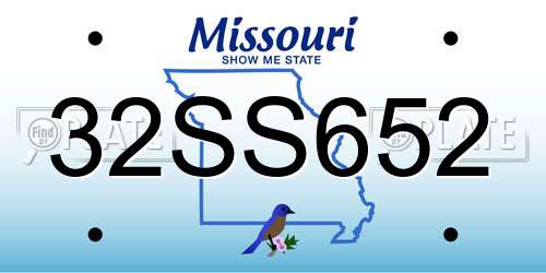 32SS652 Missouri License Plate