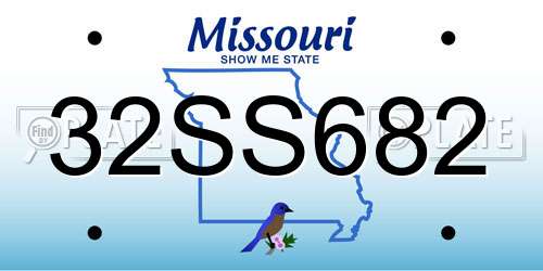 32SS682 Missouri License Plate