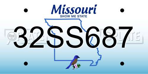 32SS687 Missouri License Plate