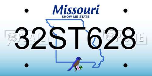 32ST628 Missouri License Plate