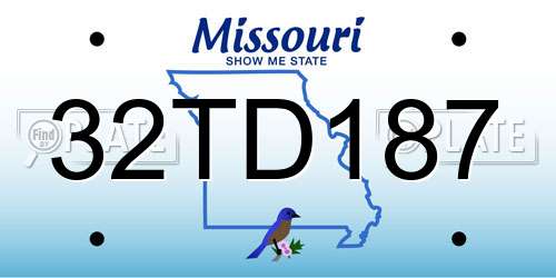 32TD187 Missouri License Plate