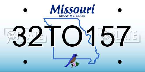 32TO157 Missouri License Plate