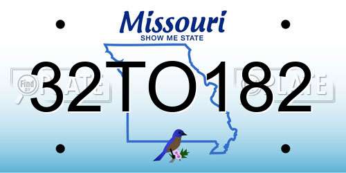 32TO182 Missouri License Plate
