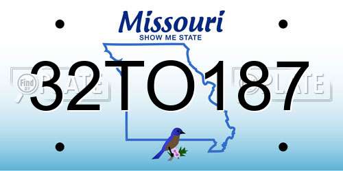 32TO187 Missouri License Plate