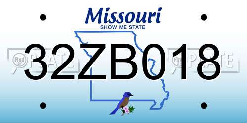 32ZB018 Missouri License Plate