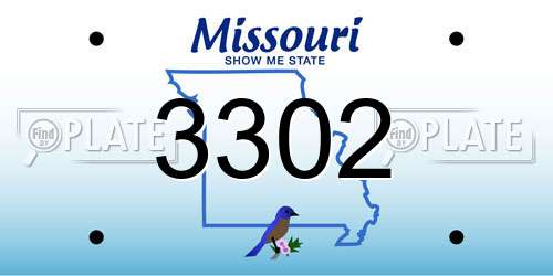 3302 Missouri License Plate