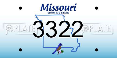 3322 Missouri License Plate