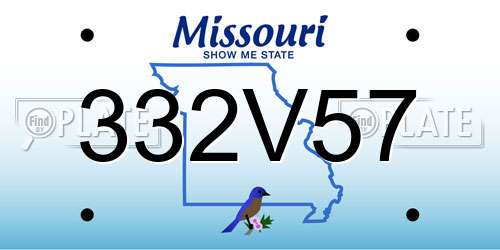 332V57 Missouri License Plate