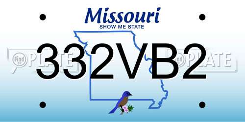 332VB2 Missouri License Plate