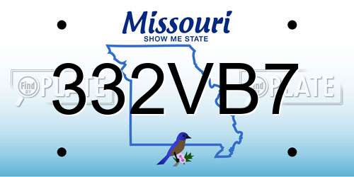 332VB7 Missouri License Plate