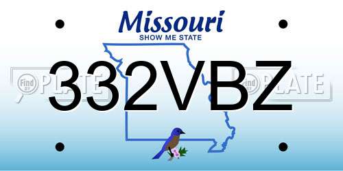 332VBZ Missouri License Plate