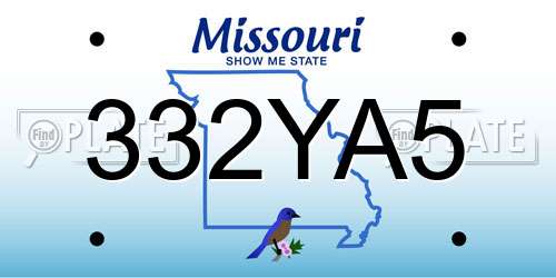 332YA5 Missouri License Plate