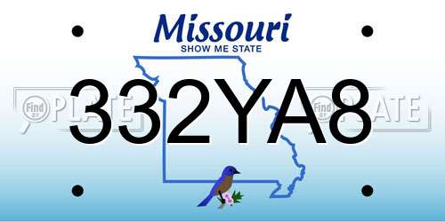 332YA8 Missouri License Plate