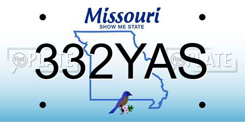 332YAS Missouri License Plate