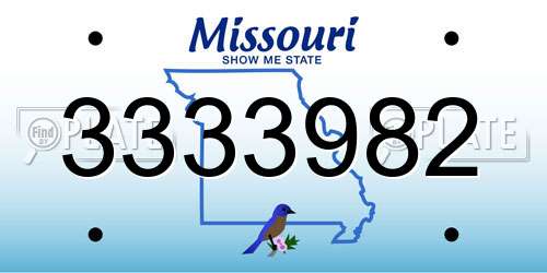 3333982 Missouri License Plate