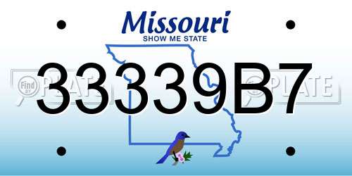 33339B7 Missouri License Plate