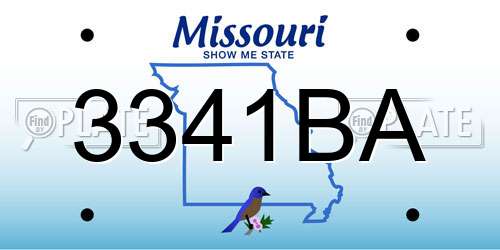 3341BA Missouri License Plate