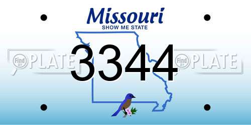 3344 Missouri License Plate