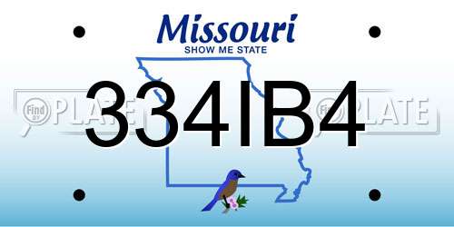 334IB4 Missouri License Plate