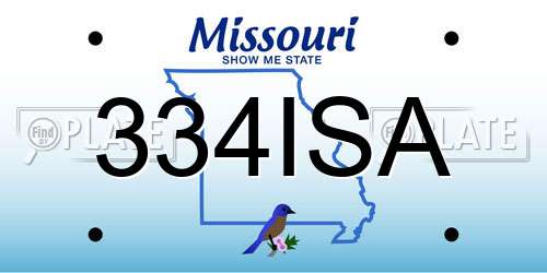 334ISA Missouri License Plate