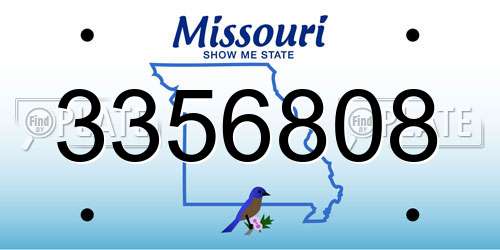 3356808 Missouri License Plate