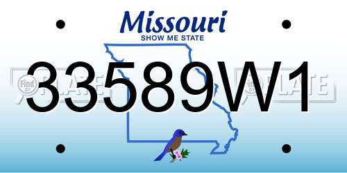 33589W1 Missouri License Plate
