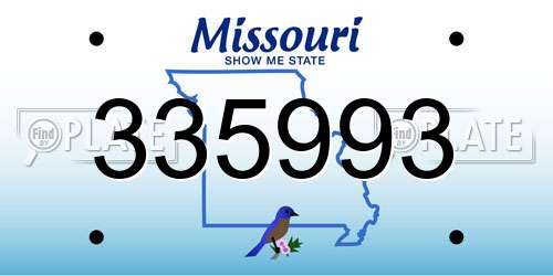 335993 Missouri License Plate