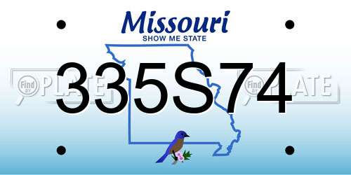 335S74 Missouri License Plate