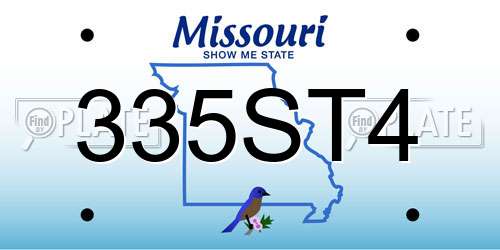 335ST4 Missouri License Plate