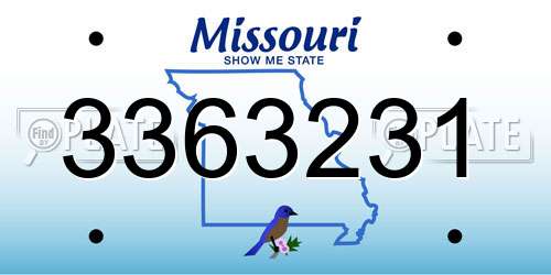 3363231 Missouri License Plate