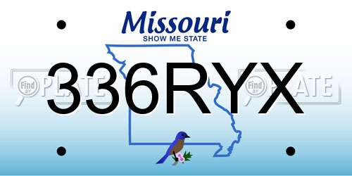 336RYX Missouri License Plate
