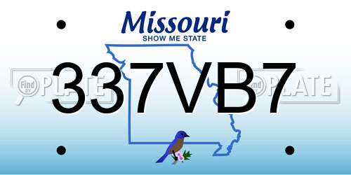 337VB7 Missouri License Plate