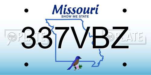 337VBZ Missouri License Plate