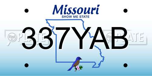 337YAB Missouri License Plate