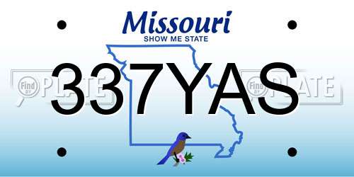 337YAS Missouri License Plate
