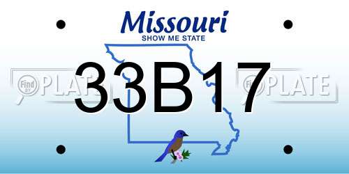 33B17 Missouri License Plate