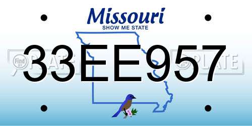 33EE957 Missouri License Plate