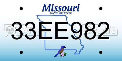 33EE982 Missouri License Plate