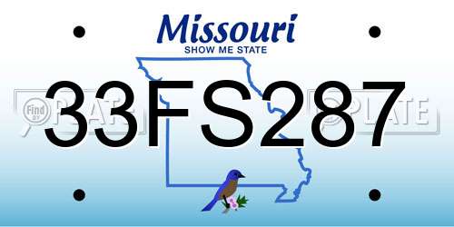 33FS287 Missouri License Plate