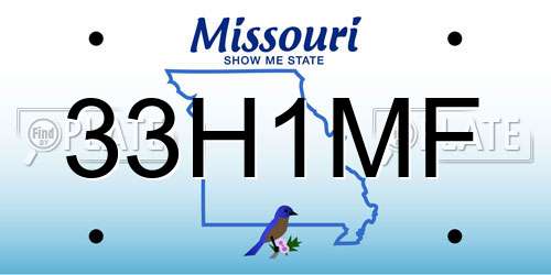 33H1MF Missouri License Plate