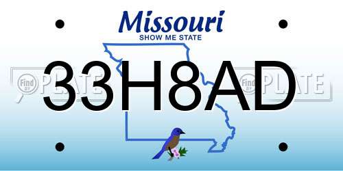 33H8AD Missouri License Plate