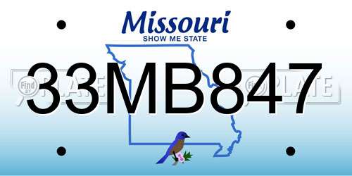 33MB847 Missouri License Plate