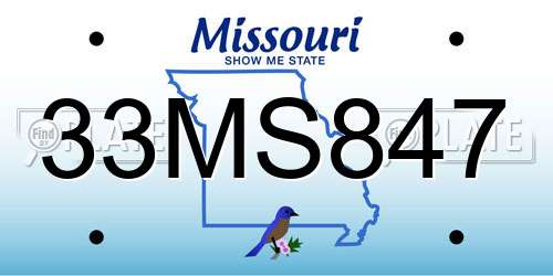 33MS847 Missouri License Plate