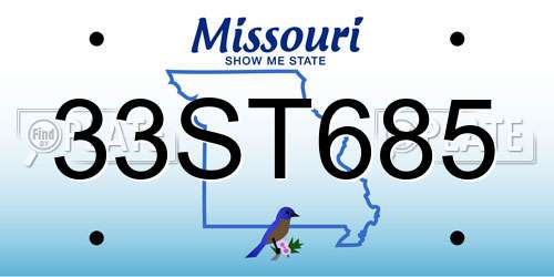 33ST685 Missouri License Plate