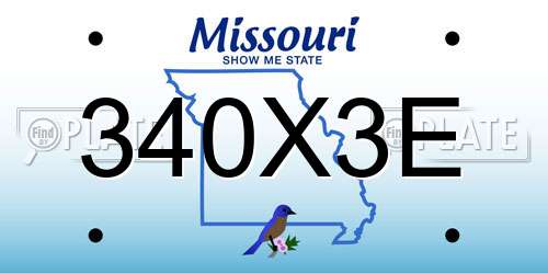 340X3E Missouri License Plate