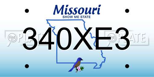 340XE3 Missouri License Plate