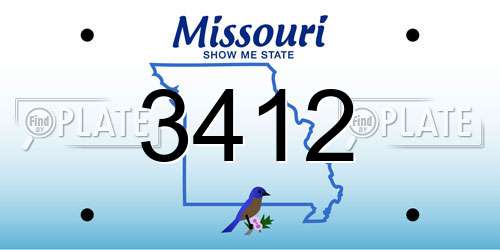3412 Missouri License Plate