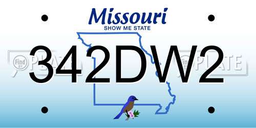 342DW2 Missouri License Plate